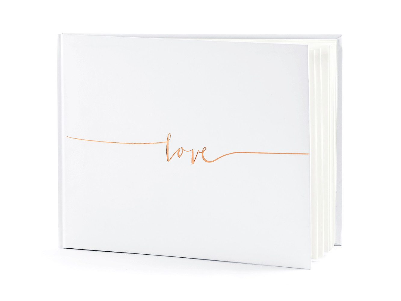 partydeco Notizbuch, Gästebuch zur Hochzeit Love mit 44 blanko Seiten, weiß / rosegold
