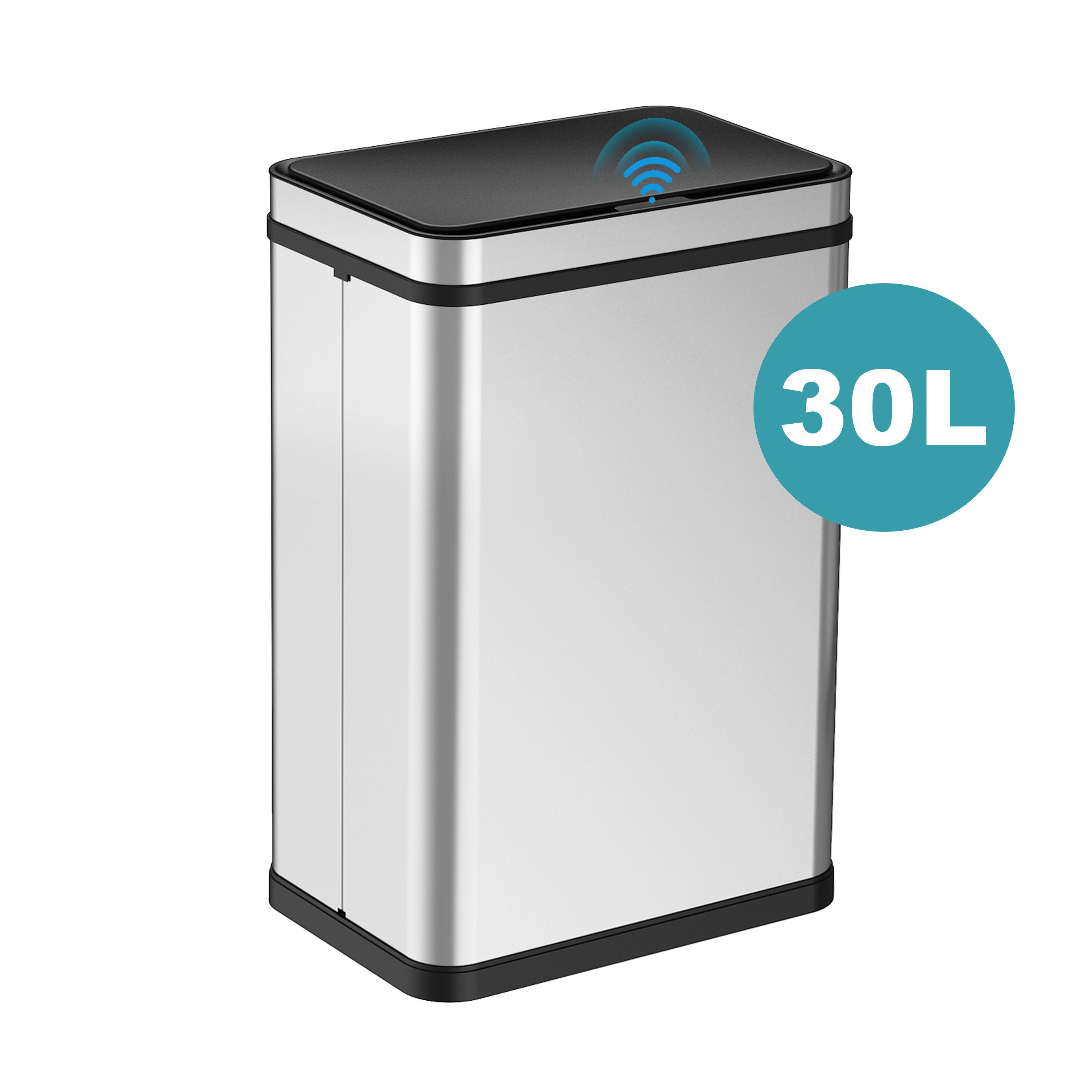 Ribelli Mülleimer Edelstahl Mülleimer Abfalleimer mit Sensor, 30L Mülltrennsystem Silber