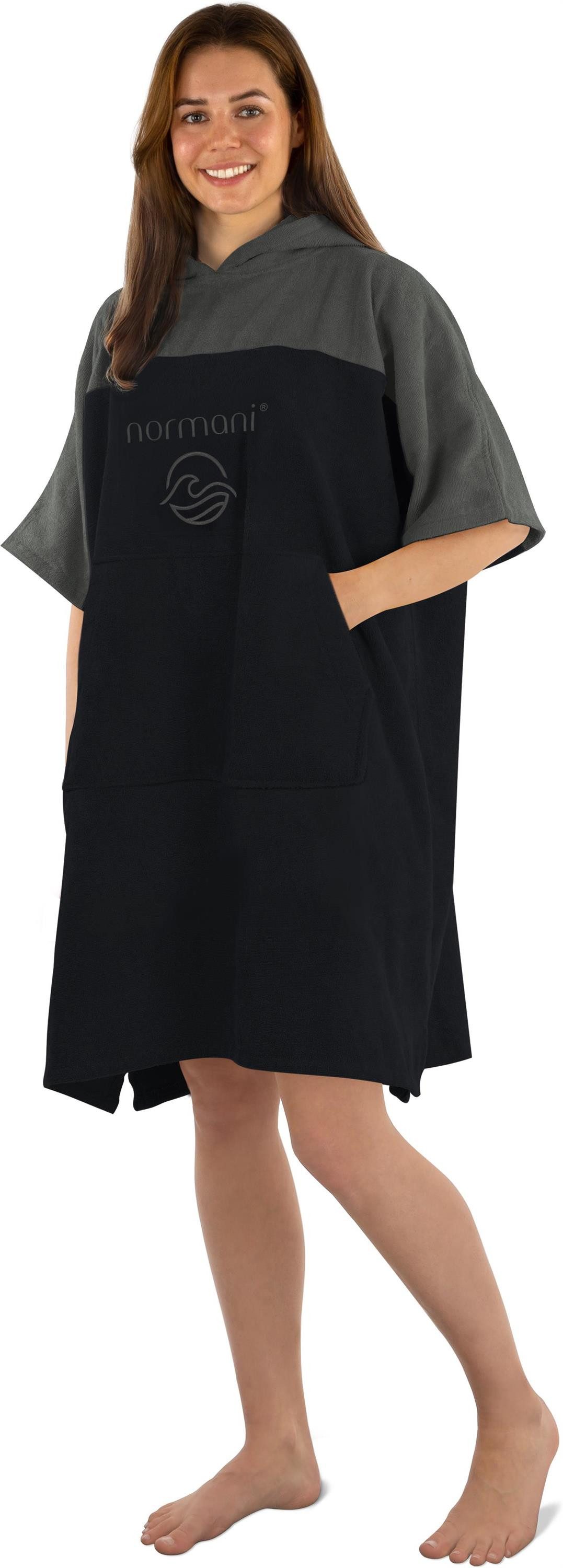 normani Badeponcho Damen Surfer Poncho Kuta, Bio-Baumwolle, Kapuze, Schlupf, Badeponcho aus 100 % saugstarker Bio-Baumwolle