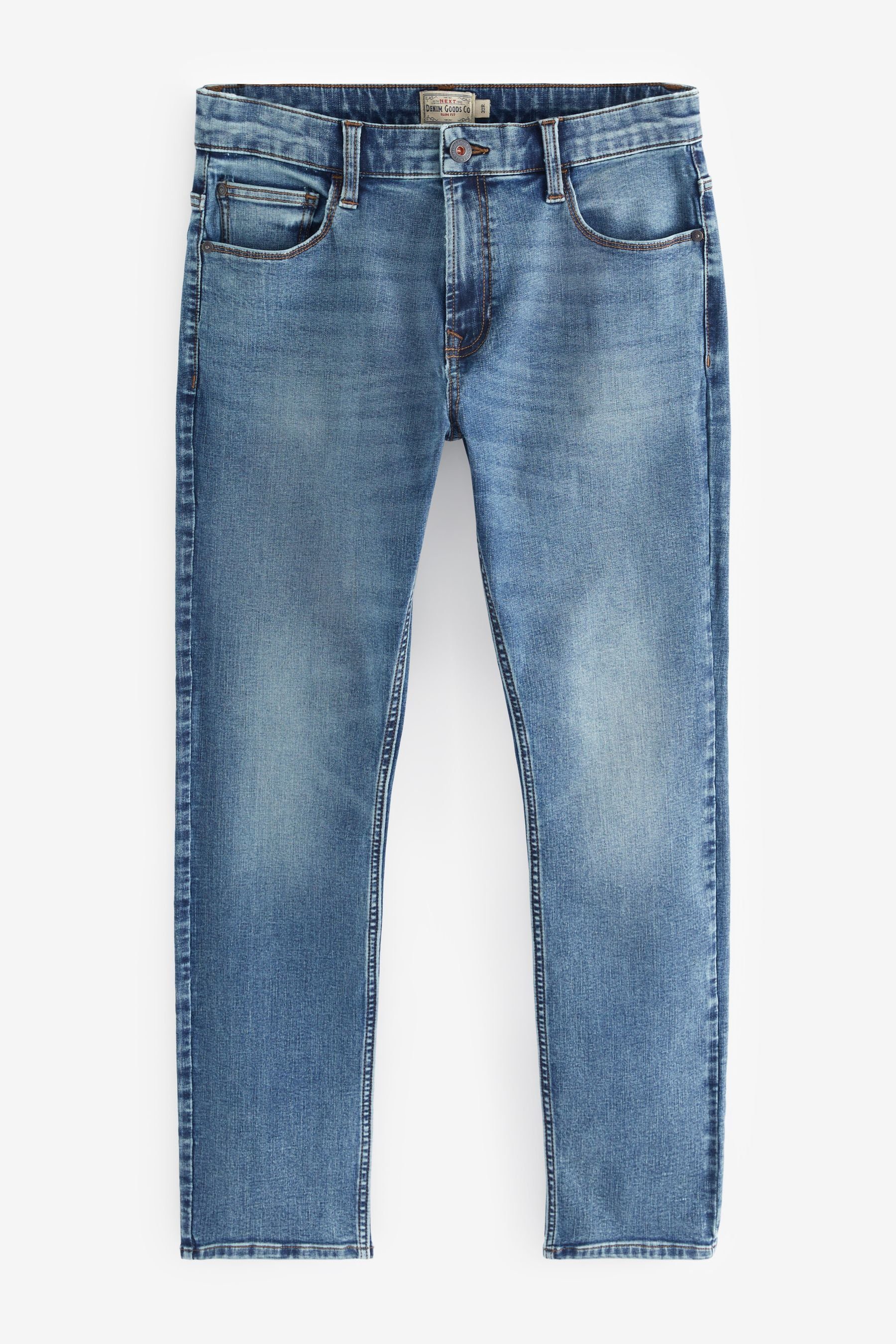 Slim Essential Vintage mit Mid (1-tlg) Fit Slim-fit-Jeans Next Blue Stretch Jeans