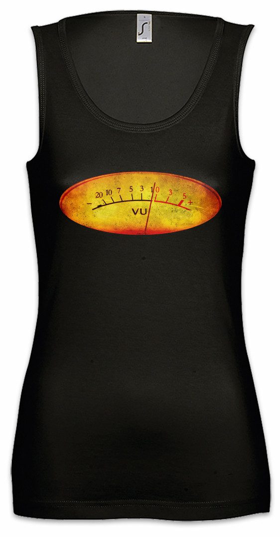 Urban Backwoods Tanktop Vu Volume Units Meter I Ärmelloses Damen T-Shirt Decibel Music Bass Cassette Tape Schallplatte Kassette