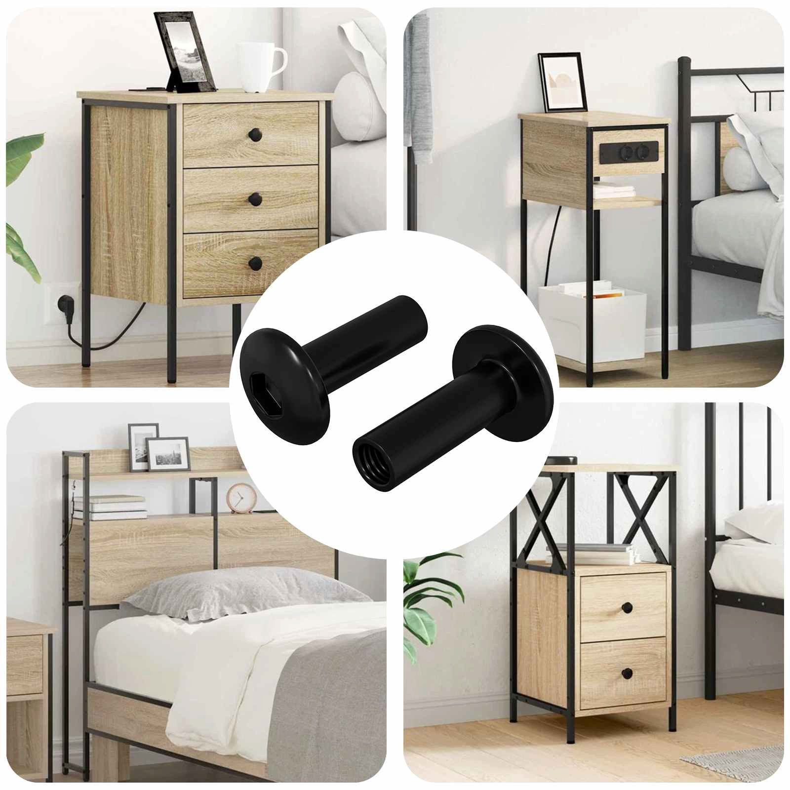 vidaXL Muttern Hülsenmuttern 2 pcs Schwarz M4 x 14,5 mm Metall, (2-St)