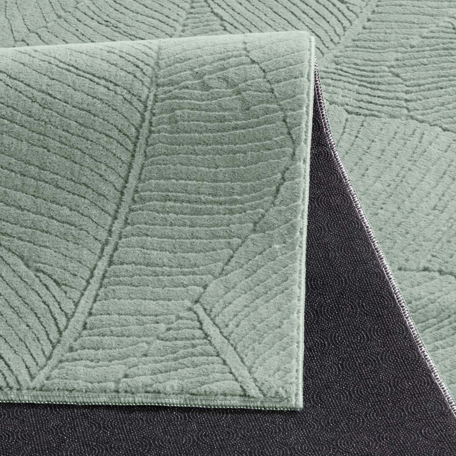 TaCa Home Teppich Kurzflor Teppich Hasenfell Optik, rechteckig, Höhe: 10 mm, Wohnzimmer, Kinderzimmer, Esszimmer, Floral Grün - 160 x 230 cm