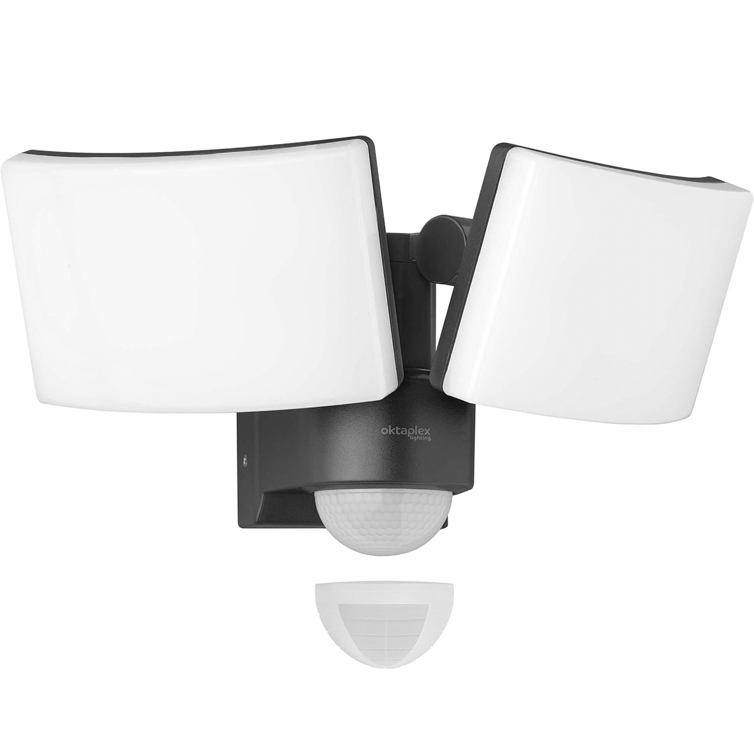 Oktaplex lighting LED Außen-Wandleuchte Cali Dos LED Strahler mit Bewegungsmelder 10m / 240 Grad IP65, Bewegungssensor & Diffusor, LED fest integriert, warmweiß 3000K, Außenstrahler mit Bewegungsmelder anthrazit LED Flutlichtstrahler