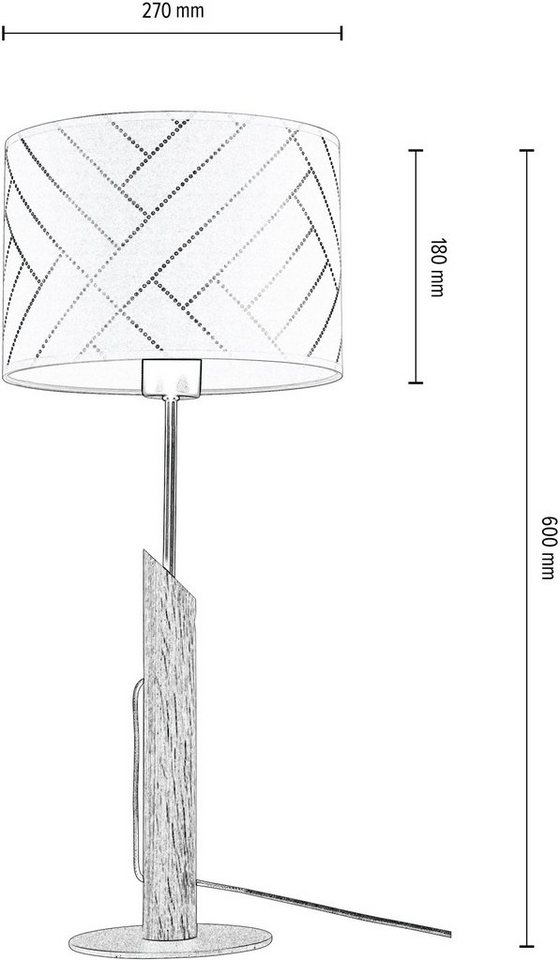 BRITOP LIGHTING Tischleuchte »PUNTO«, Aus Eichenholz mit FSC®-Zertifikat, Schirm aus laminierter Tapete, passende LM E27 / exklusive, Made in Europe-HomeTrends