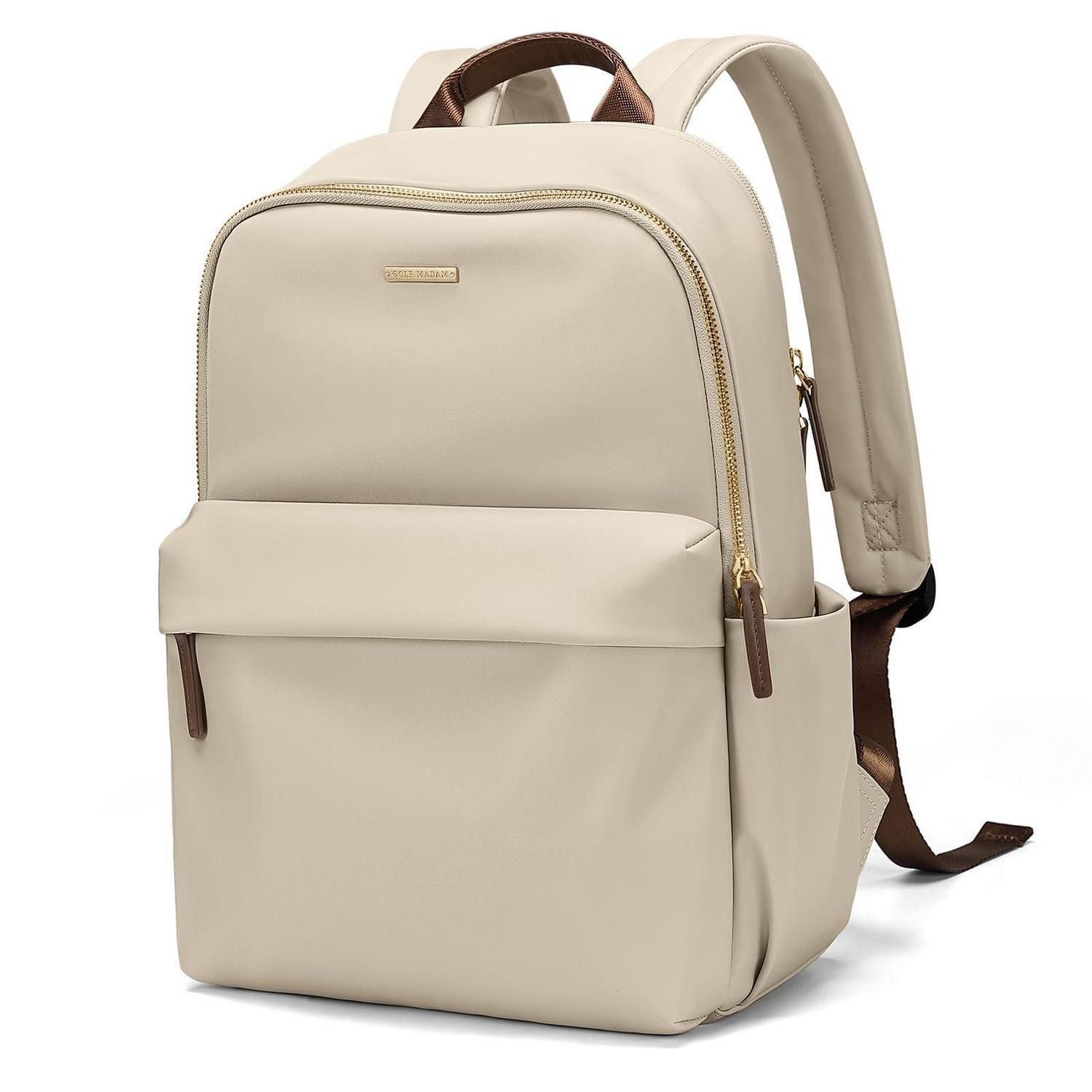 LuxusKollektion Laptoprucksack Laptop-Rucksack Damen 14 Zoll Aprikose