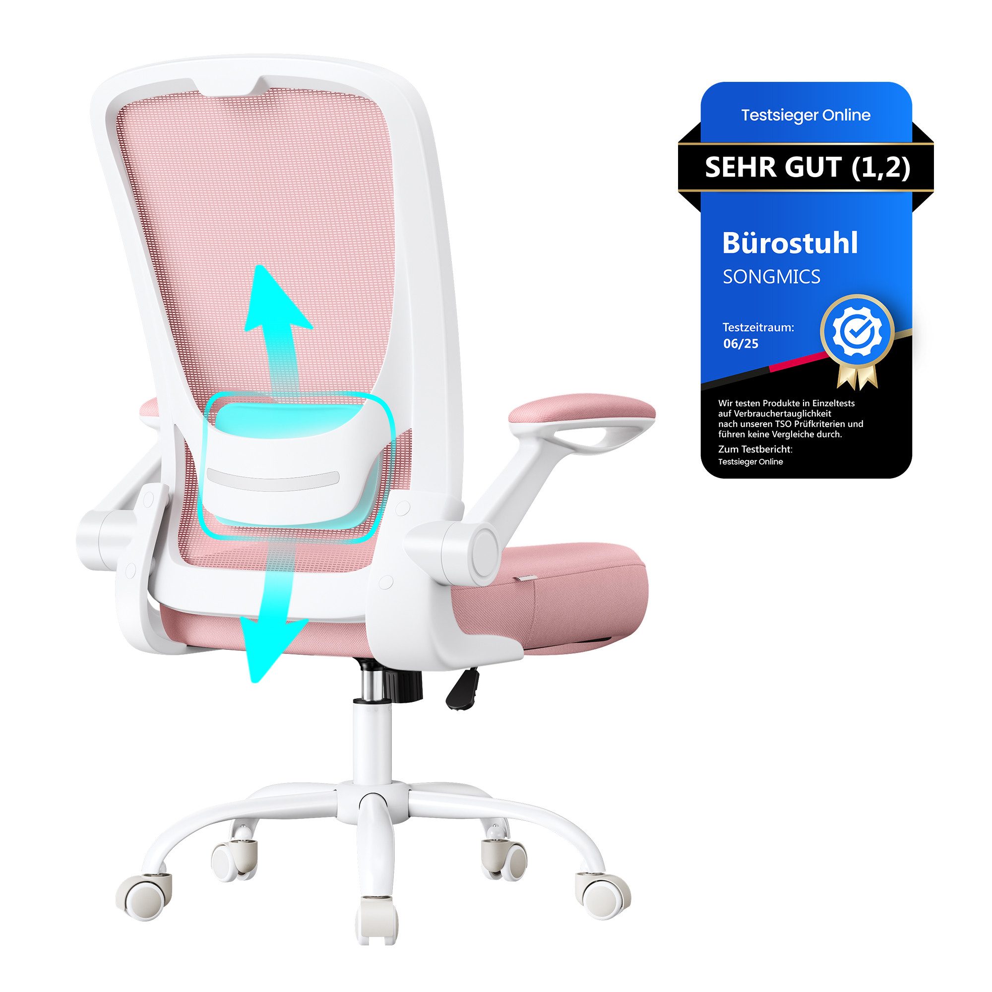 SONGMICS Bürostuhl, ergonomisch, Drehstuhl mit Mesh, Wippfunktion, klappbar günstig online kaufen