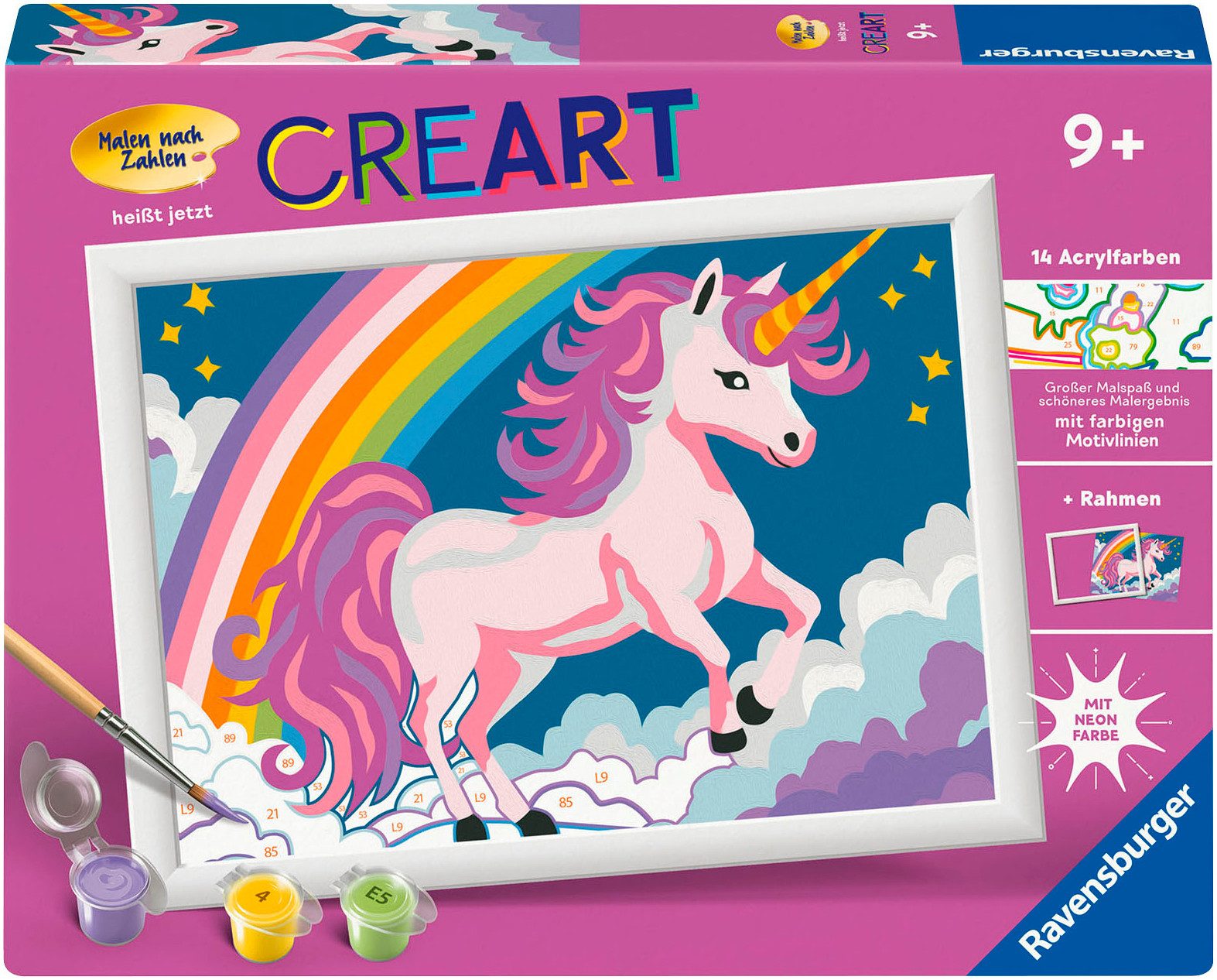 Ravensburger Malen nach Zahlen CreArt, Pinkes Einhorn, Made in Europe