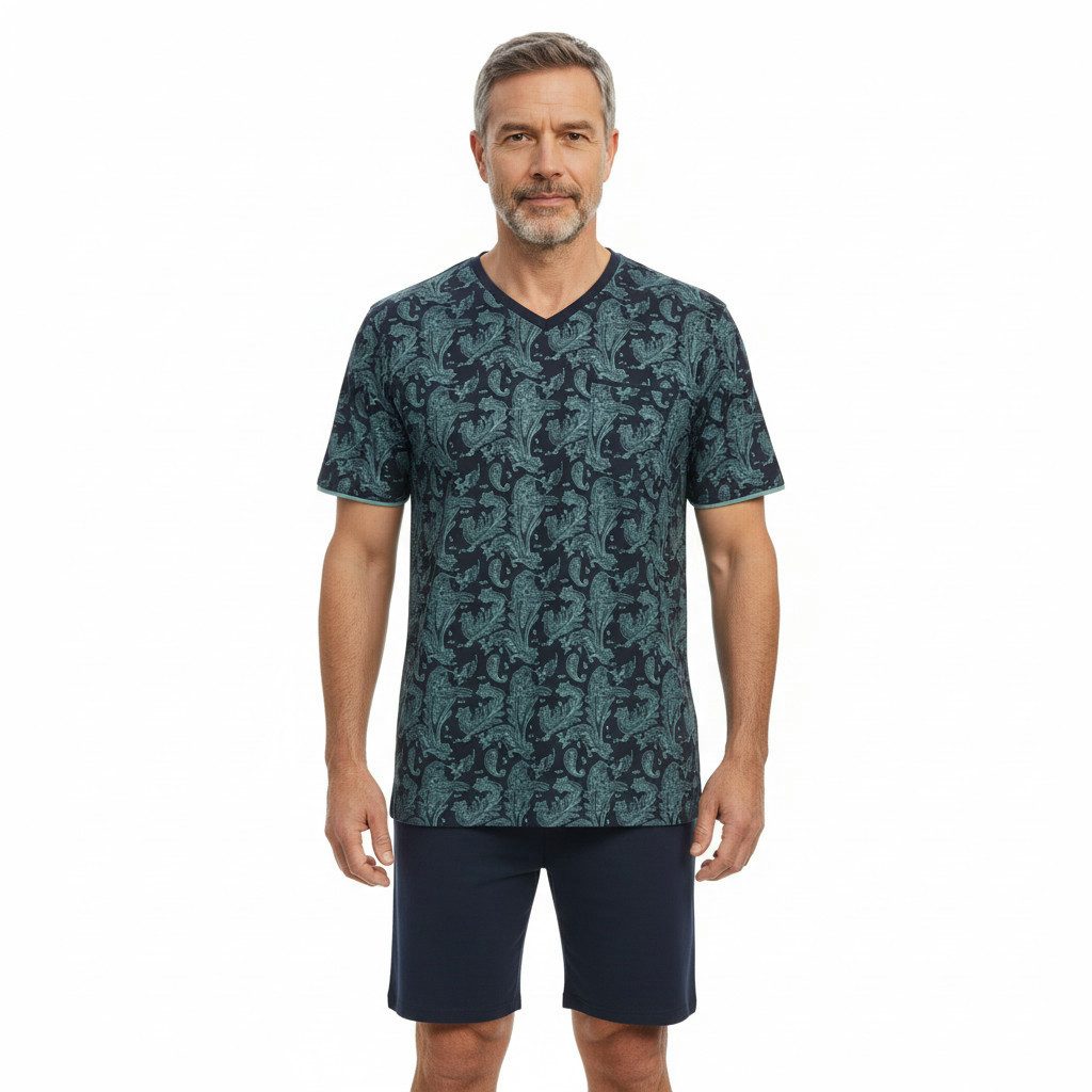 Ringella Shorty im Paisley-Dessin mit V-Ausschnitt und Bermuda mit Seitentaschen (2 tlg)