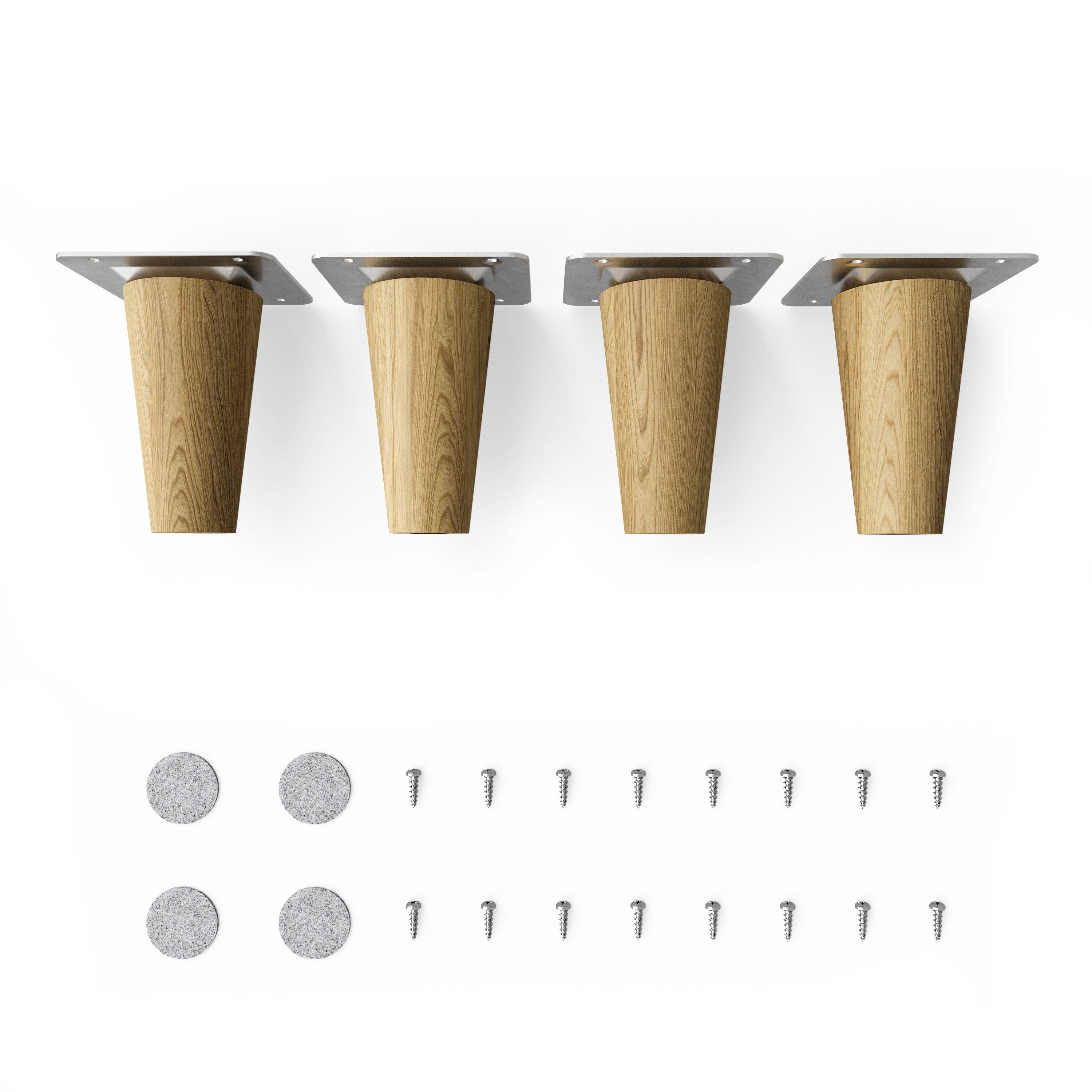 sossai® Мебельfuß Holzfüße Rund gerade Ausführung - Eiche, (4-St), 8cm - 71cm