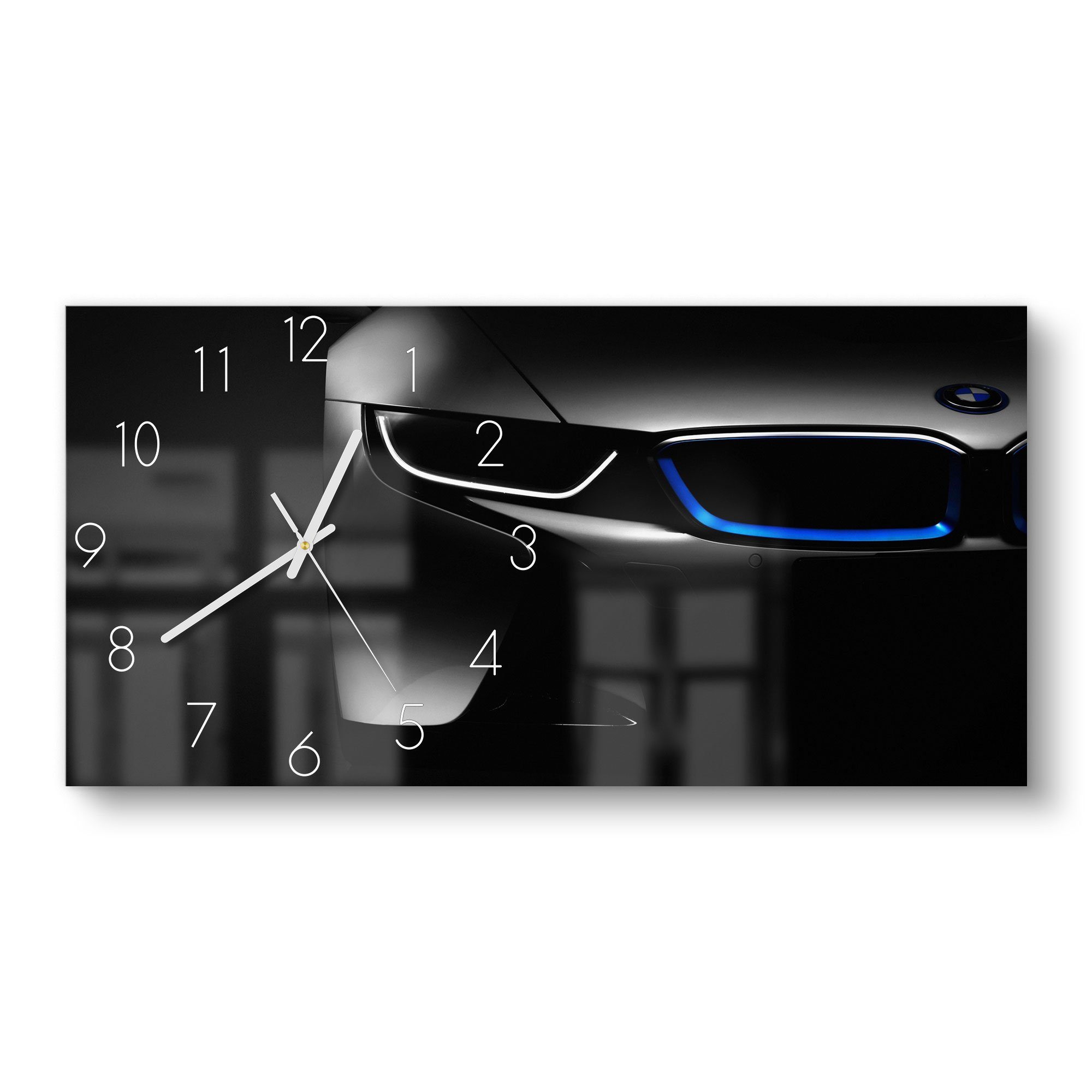 DEQORI Wanduhr 'BMW i8 Frontalaufnahme' (Glas Glasuhr modern Wand Uhr Desig günstig online kaufen