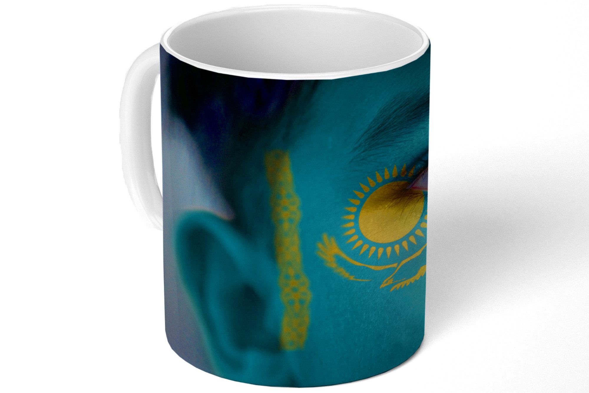 MuchoWow Tasse Flagge von Kasachstan, 1-tlg., Keramik, Kaffeetassen, Teetasse, Becher, Kaffeebecher, Geschenk