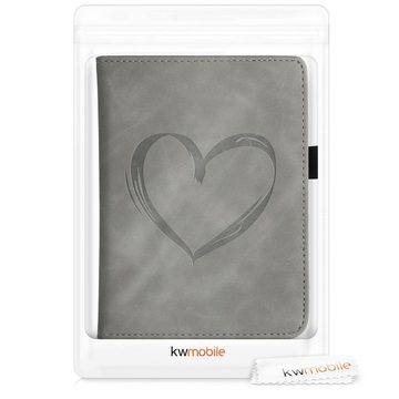 kwmobile E-Reader-Hülle Schutzhülle für Tolino Shine 3, Handschlaufe - Cover Herz Brush Design