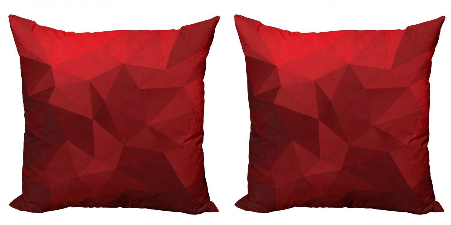 rot Accent Abakuhaus Poly mit Doppelseitiger Digitaldruck, Stück), Kissenbezüge Triangular Mosaik (2 Modern