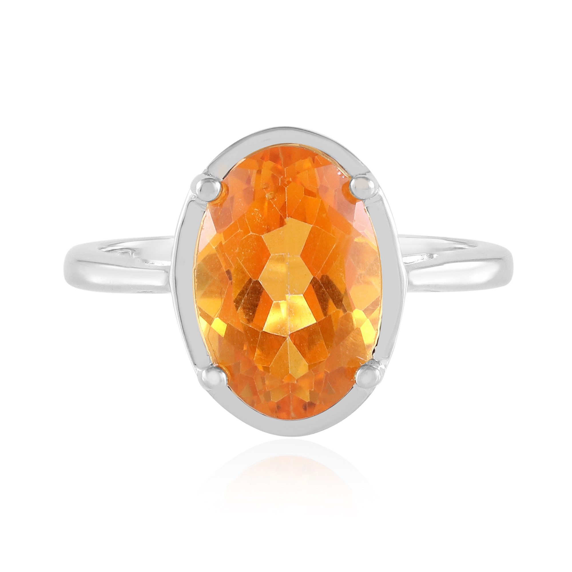 Cavill Solitärring Brasilianischer Orangentopas Silberring, 3,77 ct (1-tlg)