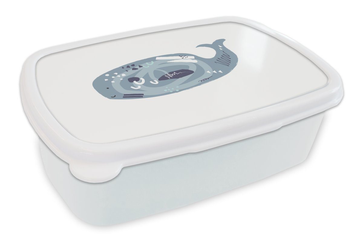 MuchoWow Lunchbox Erwachsene, und Brotbox Mädchen Kunststoff, für und Brotdose, Wal (2-tlg), für weiß - - Grau Kinder Jungs Pastell
