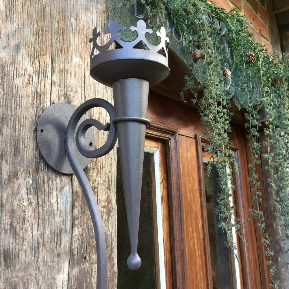 Antikas Wanddekoobjekt Schöne mittelalterliche Fackel - Wandfackel Burgfackel Kerzenhalter
