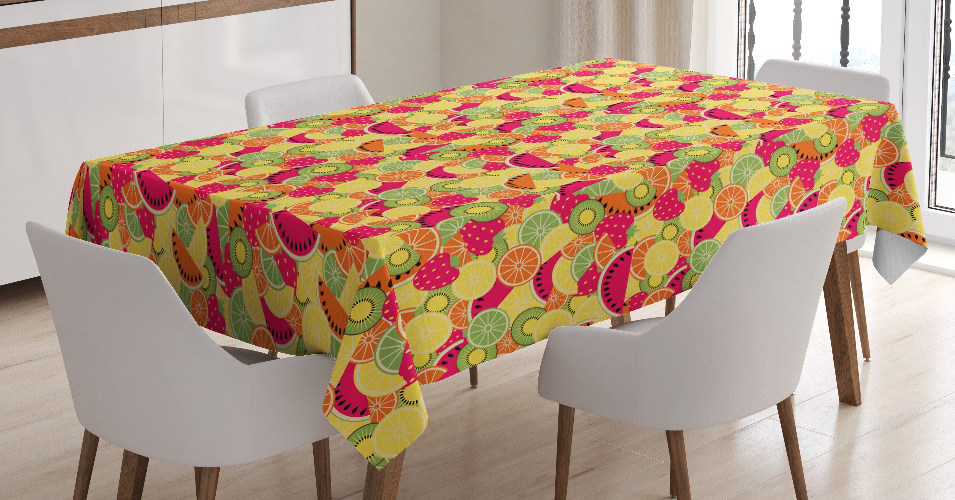 Abakuhaus Tischdecke Farbfest Waschbar Für den Außen Bereich geeignet Klare Farben, Obst Orange Wassermelone Erdbeere