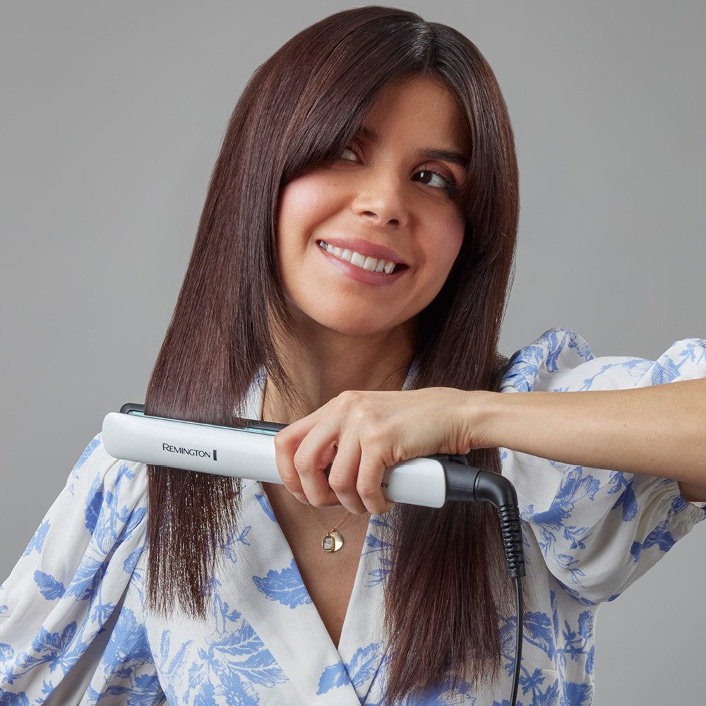 Remington Glätteisen S8500 Shine Therapy Keramik-Beschichtung, Shine-Therapy Technologie, breite Stylingplatten, LCD Display – Bild 5 von 5