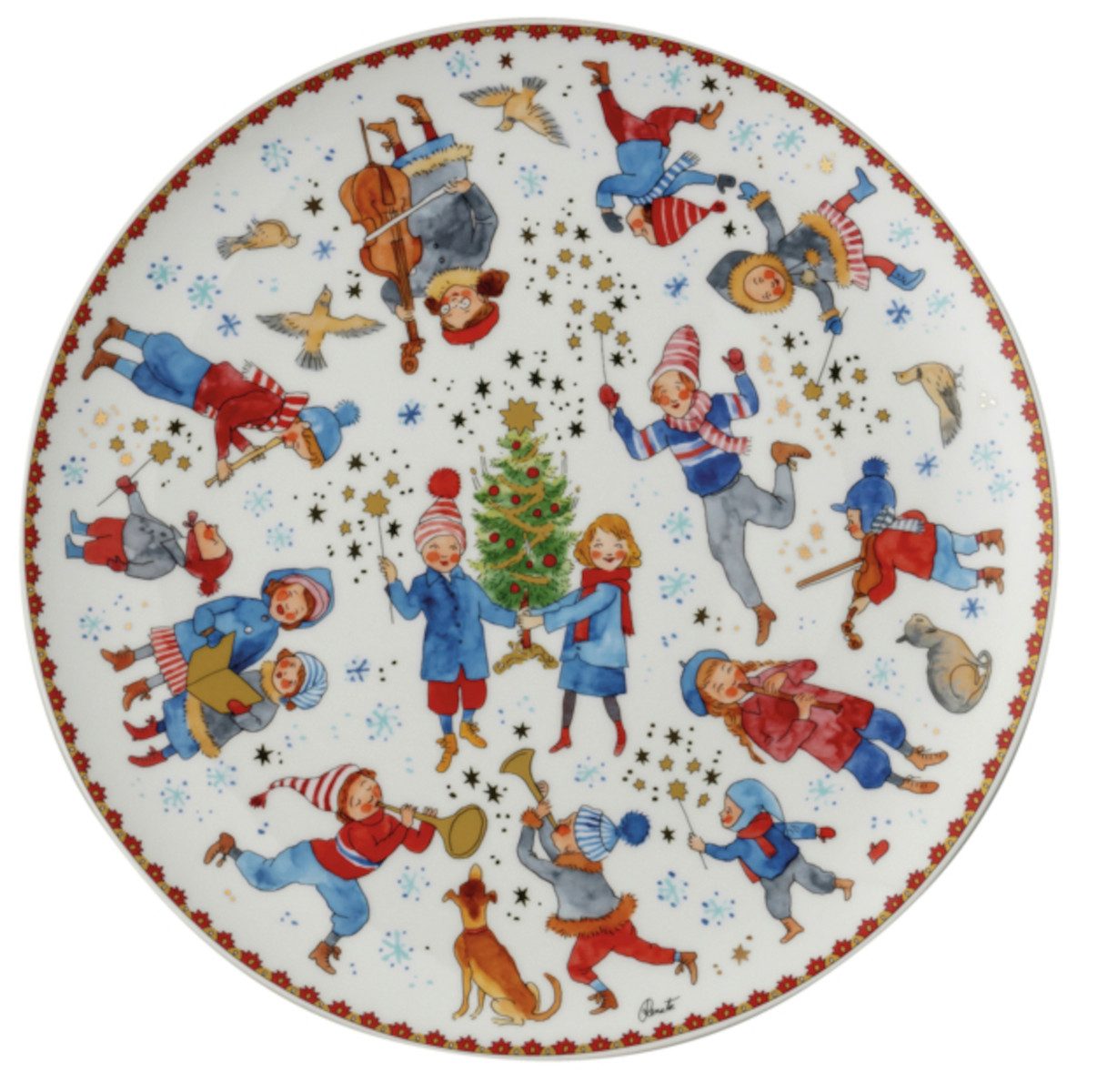 Hutschenreuther Gebäckteller Sammelkollektion 2023 Weihnachtsklänge Plätzchenteller 28cm, Porzellan, (Plätzchenteller)