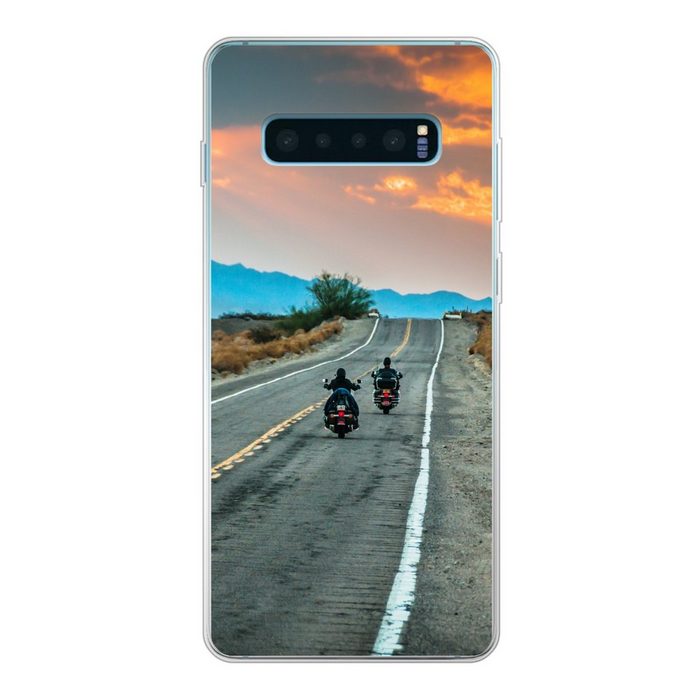 MuchoWow Handyhülle Zwei Motorräder auf der Route 66 Phone Case Handyhülle Samsung Galaxy S10+ Silikon Schutzhülle FN11353