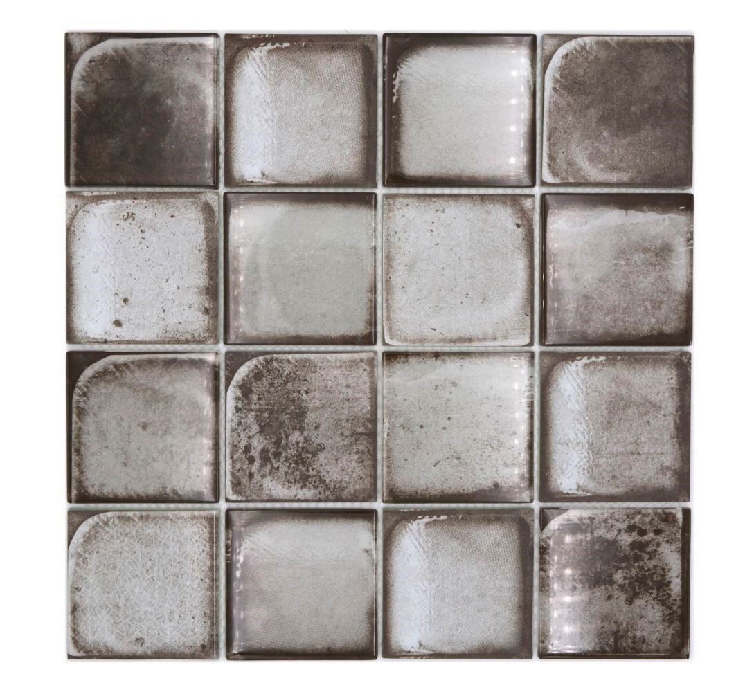 Mosani Mosaikfliesen Glasmosaik Mosaikfliese Retro Vinatage Zement Style urban grau