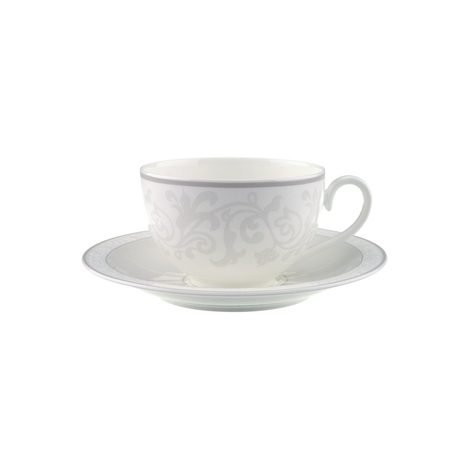 Villeroy & Boch Cappuccinotasse Gray Pearl Cappuccinotasse mit Untertasse 310 ml, 1-tlg., Porzellan