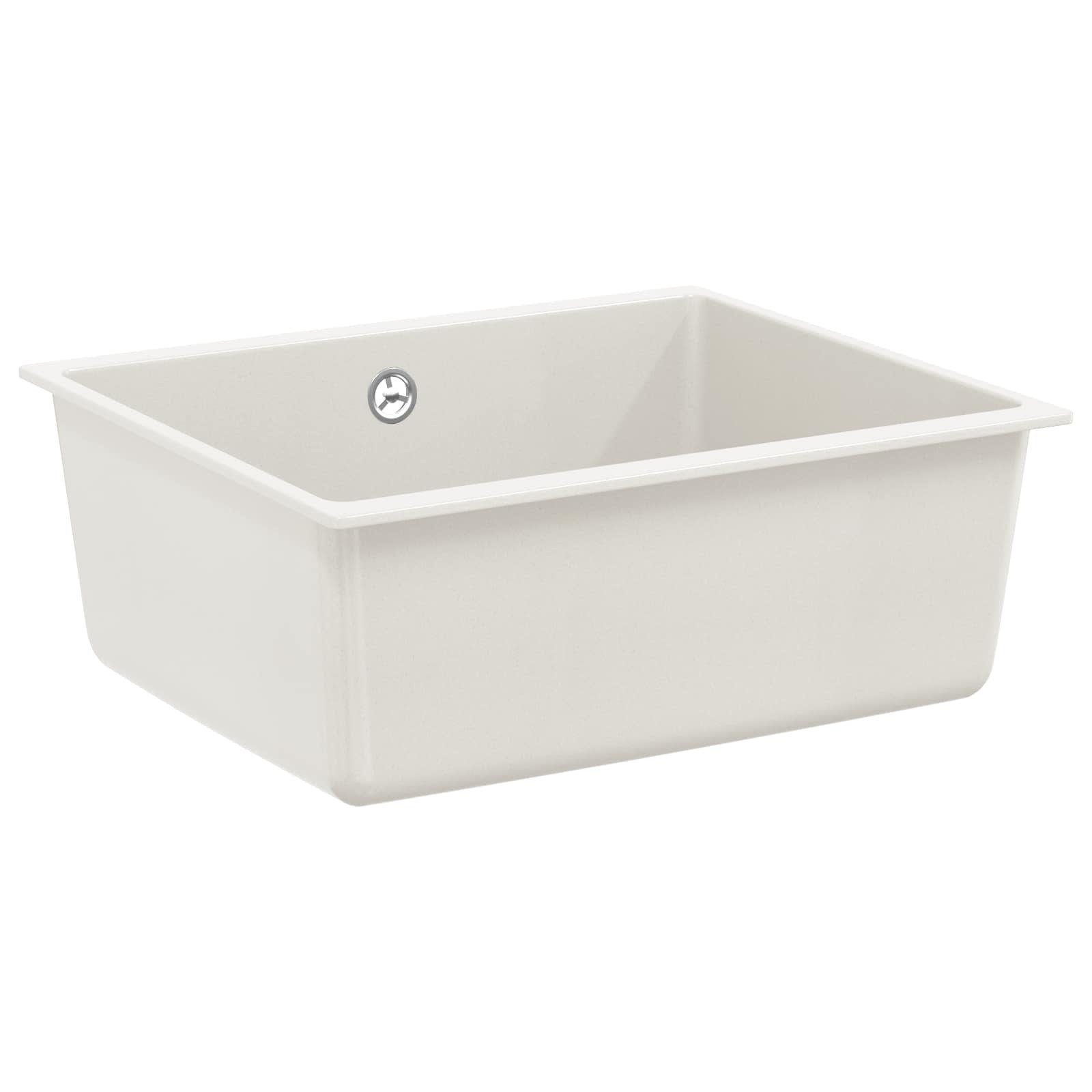 vidaXL Granitspüle Waschbecken Weiß 530 x 460 mm 80% Quarz und 20% Harz, Rechtwinklig, 5/530 cm, (1 St)