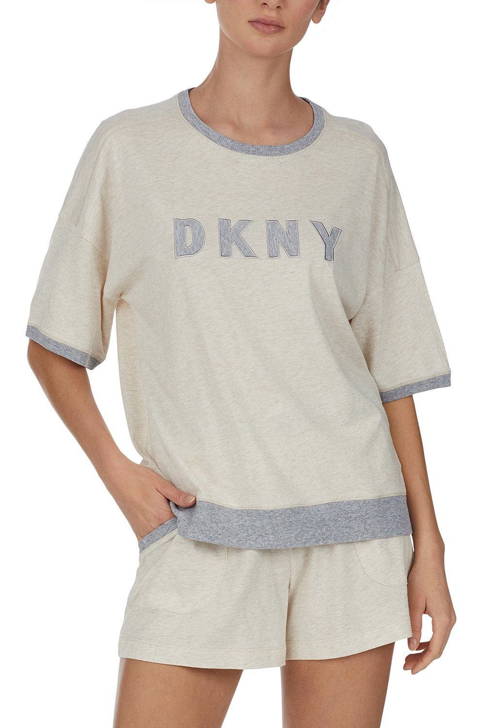 DKNY Pyjama Top & Shorts Set YI3919259 oatmeal