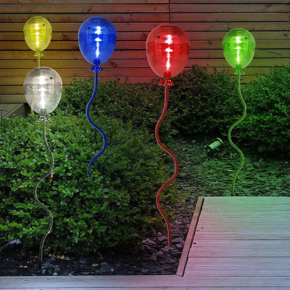 etc-shop LED Solarleuchte, LED-Leuchtmittel fest verbaut, Farbwechsel, Rot,  Grün, Blau, Solarleuchte Erdspieß LED Gartendeko LED Solar Lampen,  Luftballons