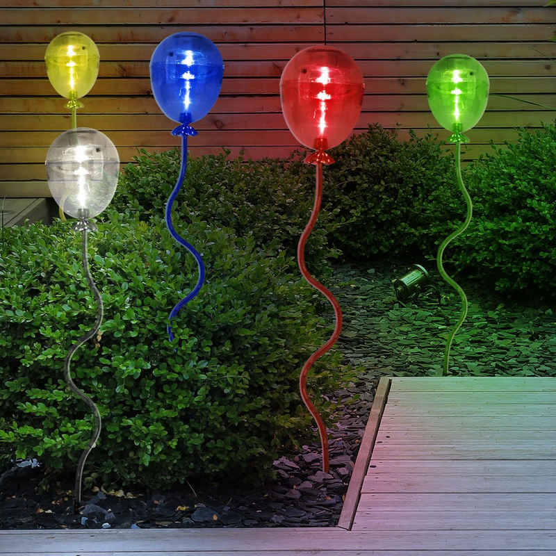 etc-shop LED Solarleuchte, LED-Leuchtmittel fest verbaut, Farbwechsel, Rot, Grün, Blau, Solarleuchte Erdspieß LED Gartendeko LED Solar Lampen, Luftballons