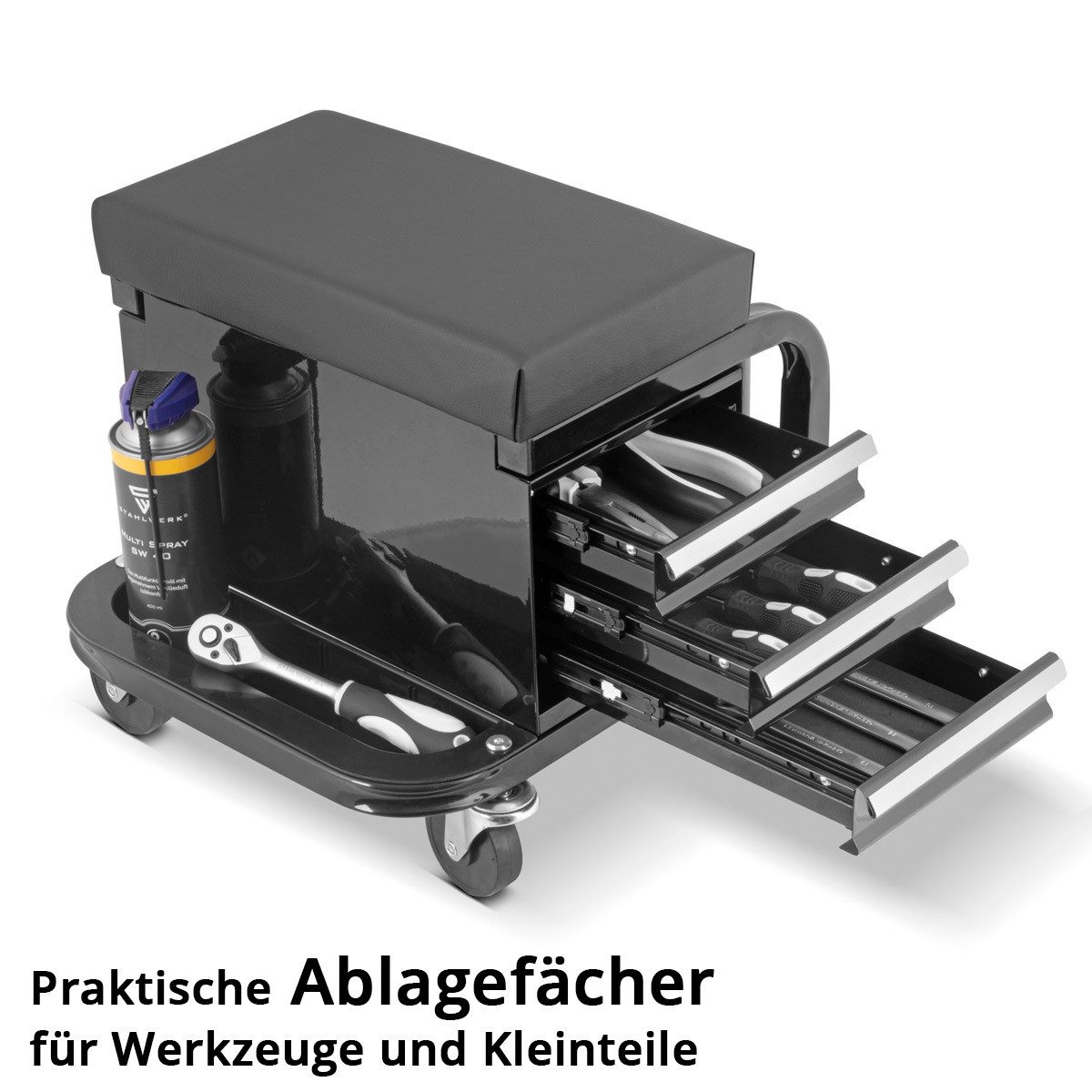 STAHLWERK Werkstattwagen Werkstatthocker MWH-3 ST mit 120 kg Tragkraft, max günstig online kaufen