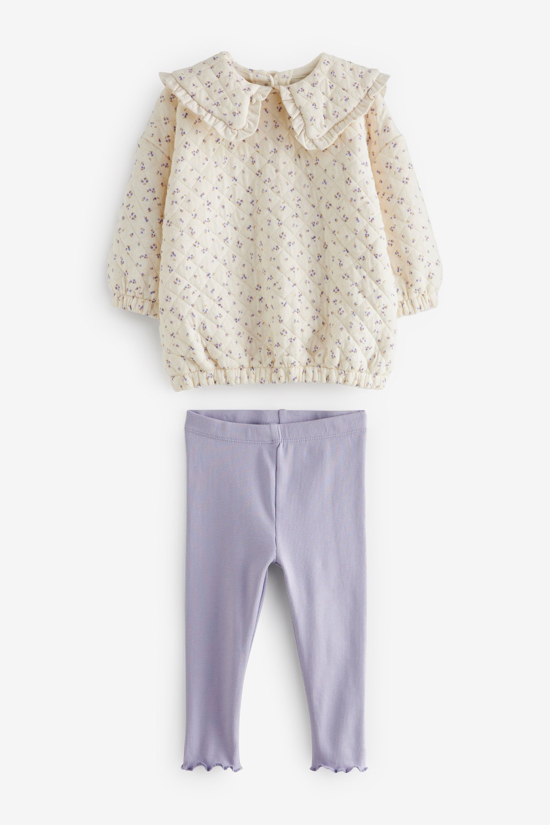 Next Shirt & Leggings Sweatshirt mit Kragen und Leggings im Set (2-tlg) Lilac Purple Quilted