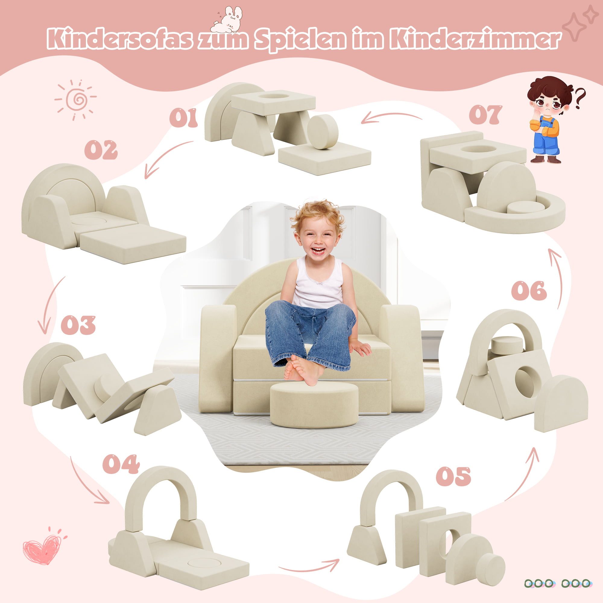 radelldar Kindersofa Modulare Spielsofa, 7 Teile, günstig online kaufen
