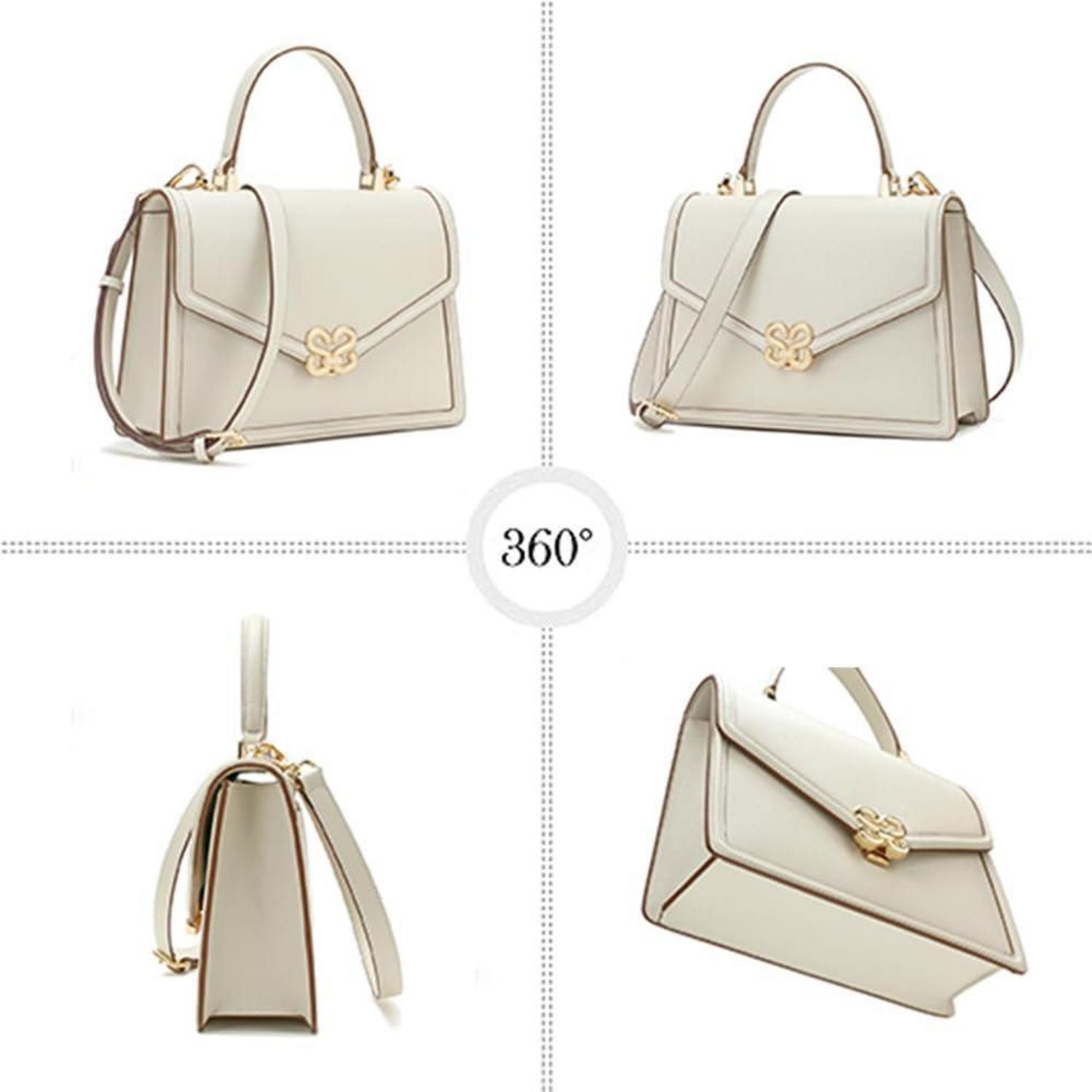 LuxusKollektion Handtasche Damen Handtasche Leder Beige Umhängetasche mit abnehmbarem