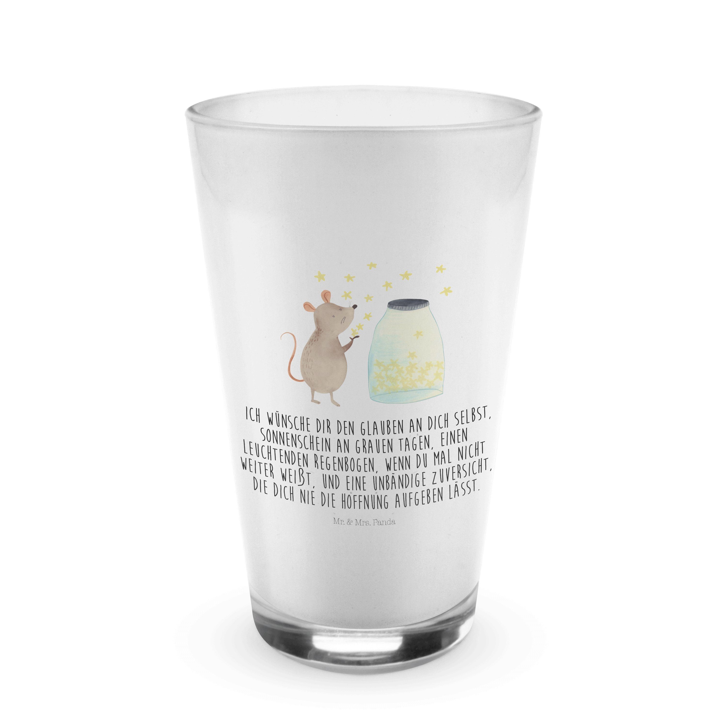 Mr. & Mrs. Panda Glas Maus Sterne - Transparent - Geschenk, Tiermotive, Cappuccino Glas, Ki, Premium Glas