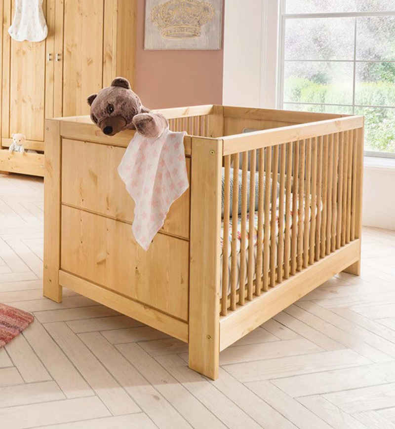 Infantil Massivholzbett Babybett VITA 140 x 70 cm Kinderbett mit Sprossen Kiefer massiv