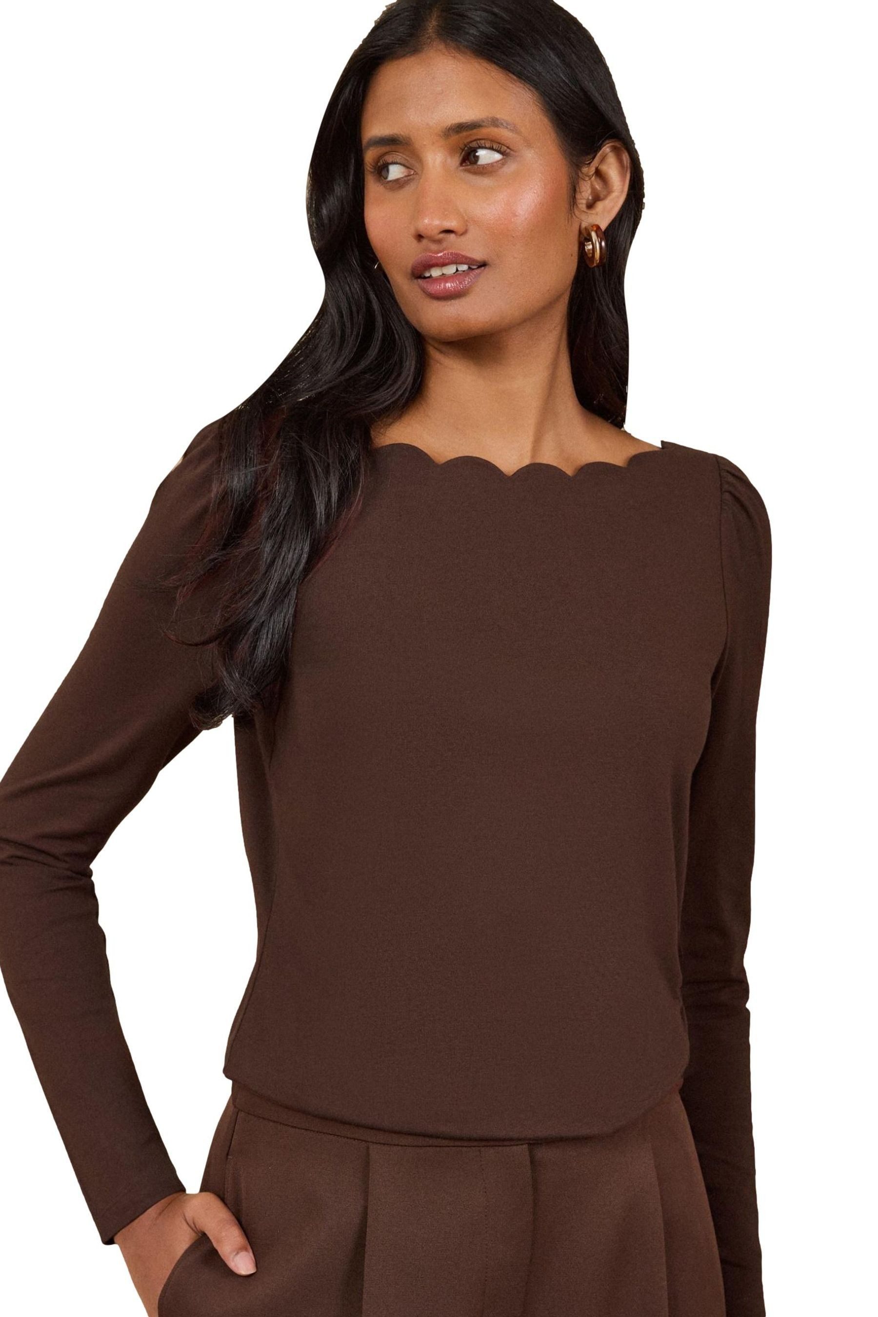 Love & Roses Shirtbluse Love & Roses Langarm-Oberteil, U-Boot-Ausschnitt (1-tlg)