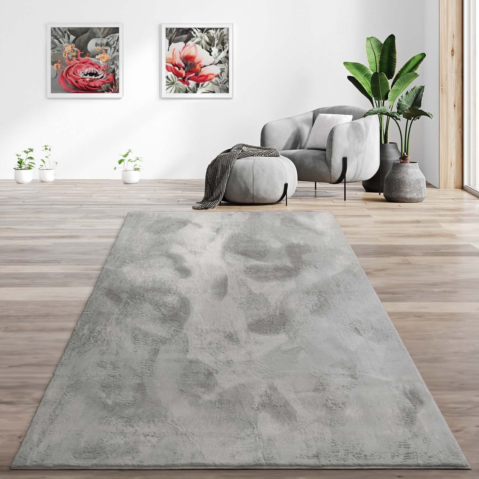 Teppich Hasenfell Bora Soft, TaraCarpet, rechteckig, Höhe: 14 mm, Hasenfell grau Wohnzimmer Schlafzimmer Esszimmer 160X230