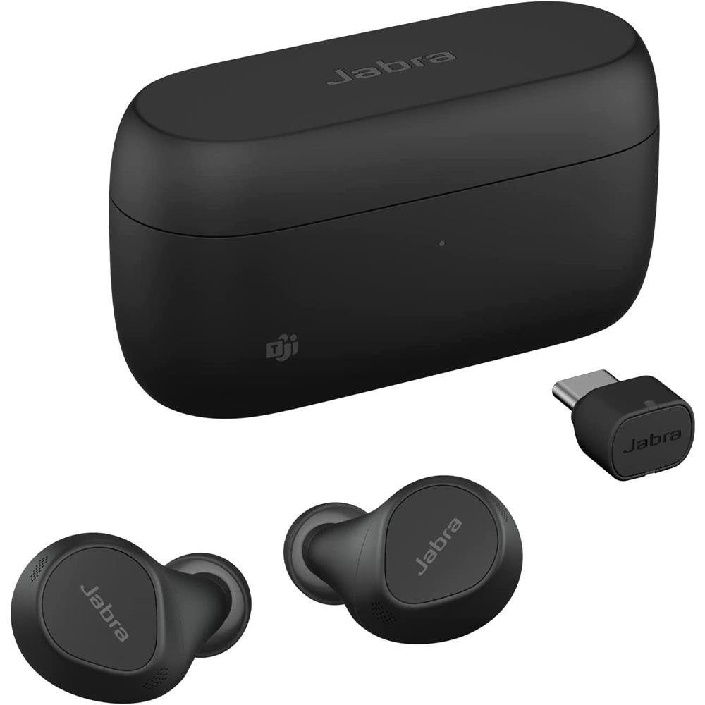 wireless In-Ear-Kopfhörer (True Schwarz) Buds aktiver mit Evolve2 mit Wireless-Charging-Pad, IP57, MultiSensor Geräuschunterdrückung ANC, Wireless Voice-Technologie, Bluetooth, Jabra