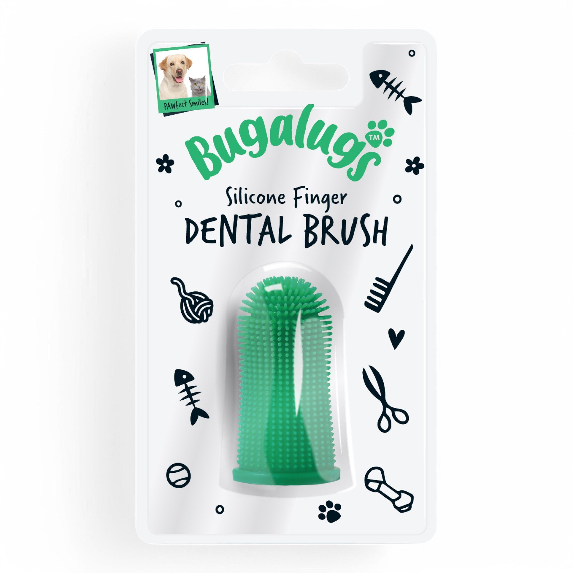 Bugalugs Tierzahnbürste Bugalugs Silikon-Fingerzahnbürste für Hunde und Katzen – 1er-Pack