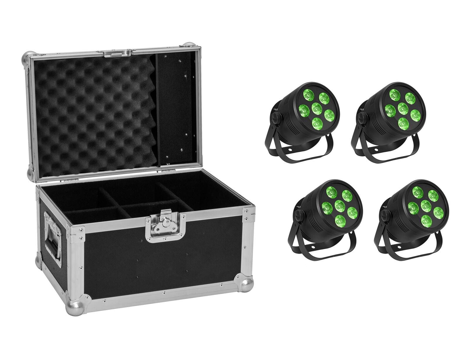 Discolicht EUROLITE Set 4x LED Silent PAR 6 QCL Floor sw + Case