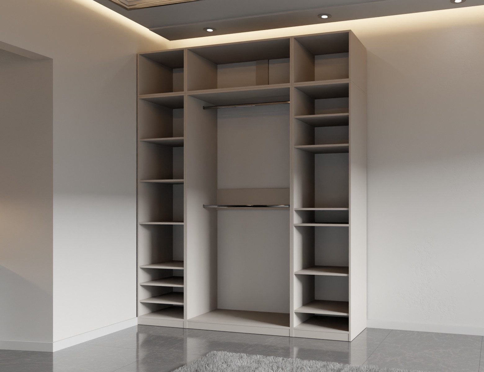 Marmex Möbel Garderobenschrank TRES SET G/N offener Kleiderschrank Modulschrank 200 x 246 x 51 (6-St) 2 Kleiderstangen, begehbarer Kleiderschrank