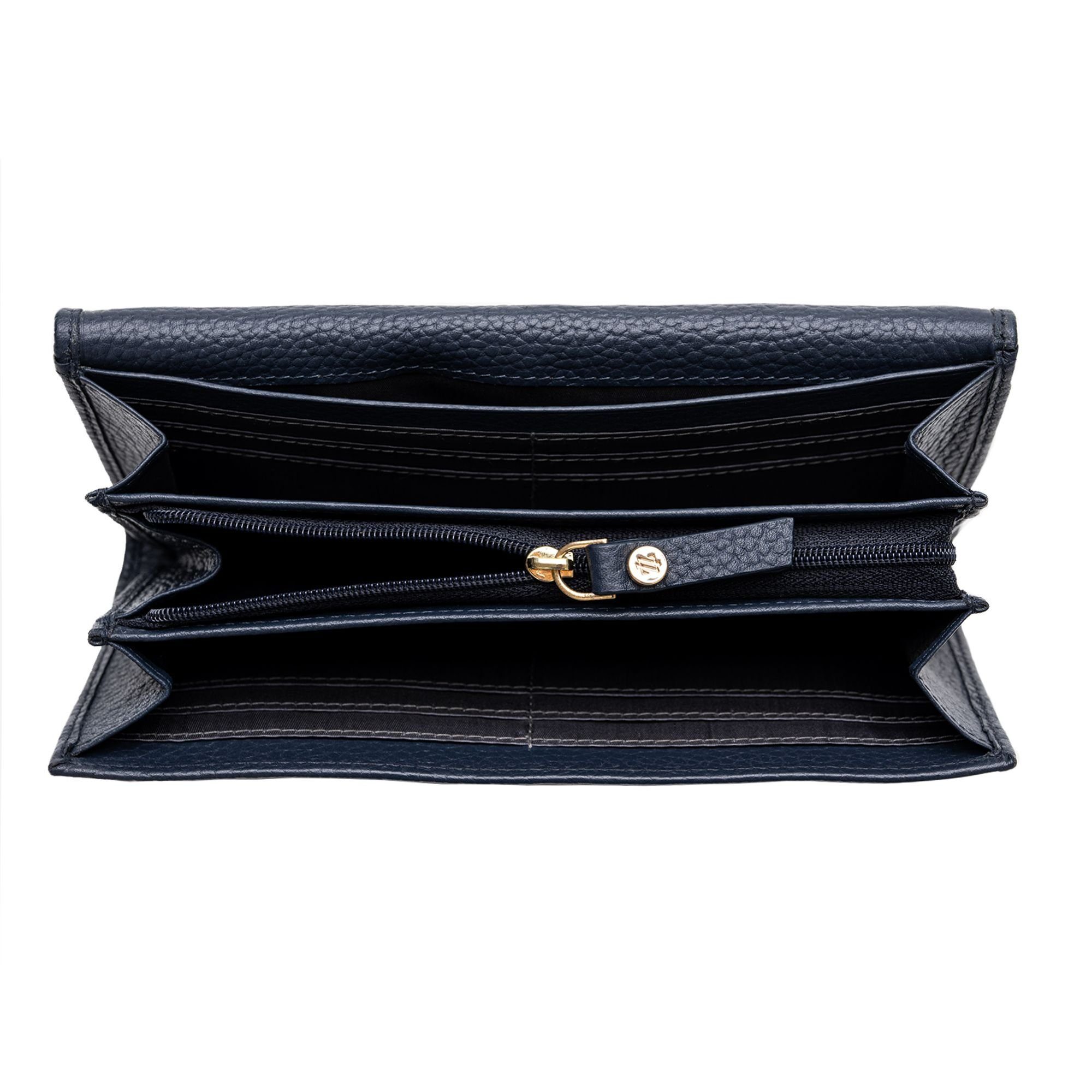 Leather, Geldbörse Leder navy Bologna Lazarotti