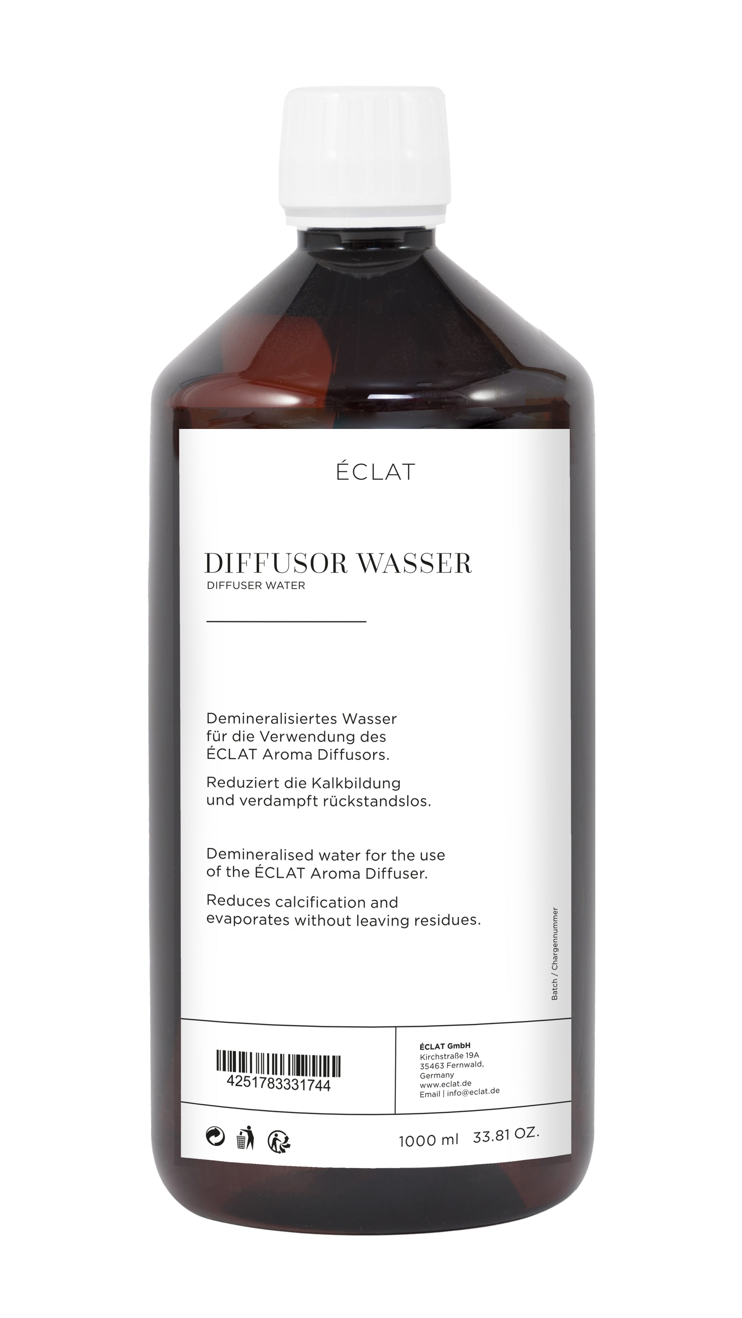 ÉCLAT Дистиллированная вода ÉCLAT Aroma Diffuser destilliertes demineralisiertes Wasser - 1 Liter, 1000 ml, 1 St.