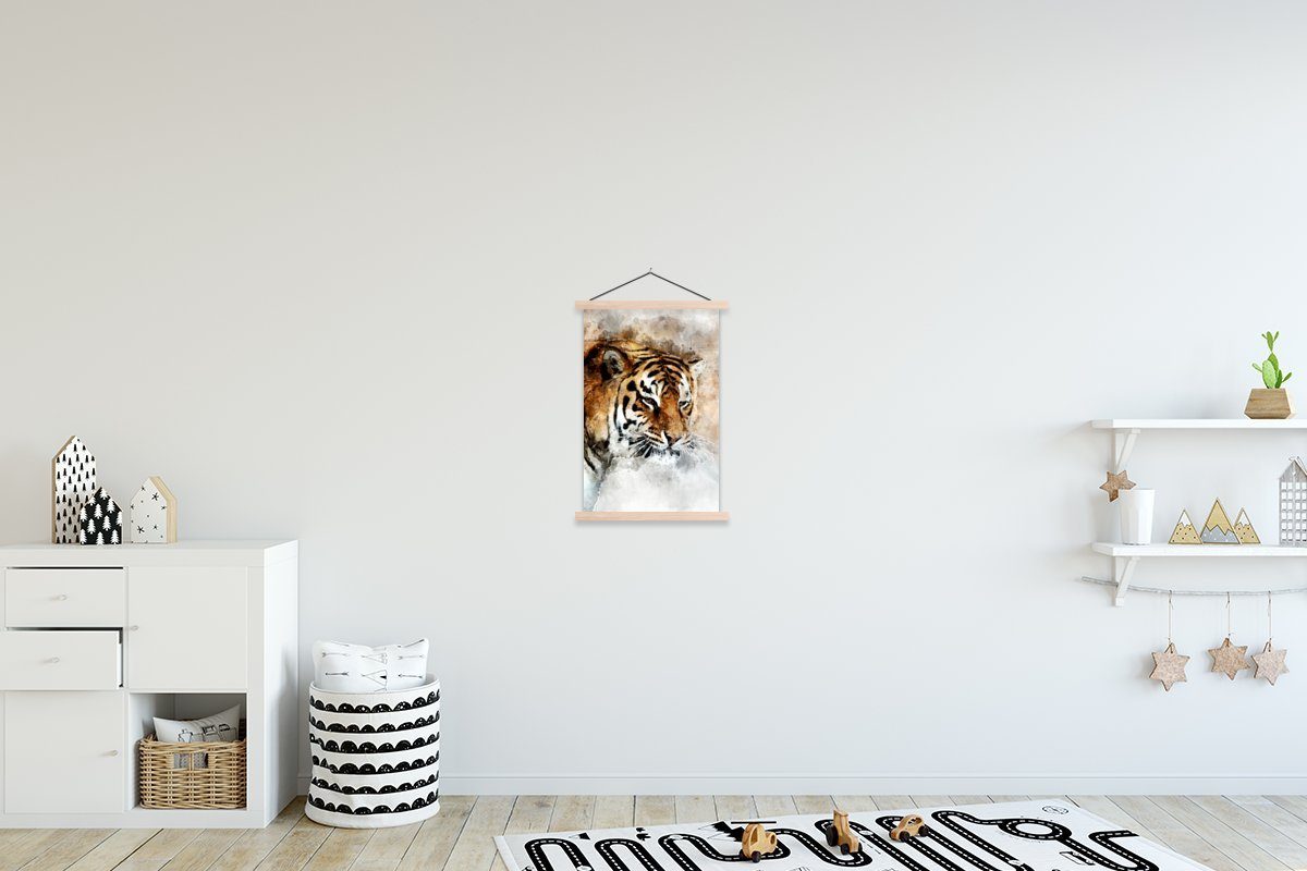 MuchoWow Poster Tiger - Kopf St), Posterleiste, Textilposter - Wohnzimmer, (1 für Magnetisch Gemälde, Bilderleiste