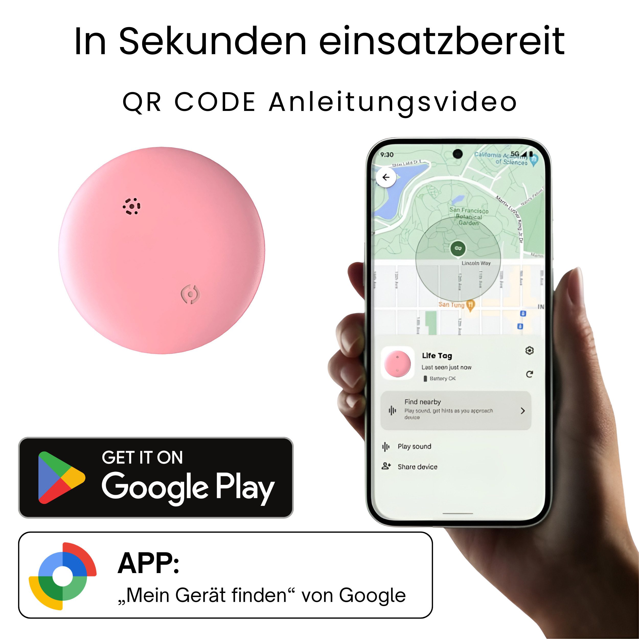 S&T Design GPS Tracker Smart Tag AirTag alternative für Android Schlüsselfinder GPS-Tracker (Weltweit Wasserdicht Bluetooth Key Finder Tasche/Koffer/Brieftasche – Bild 4 von 5