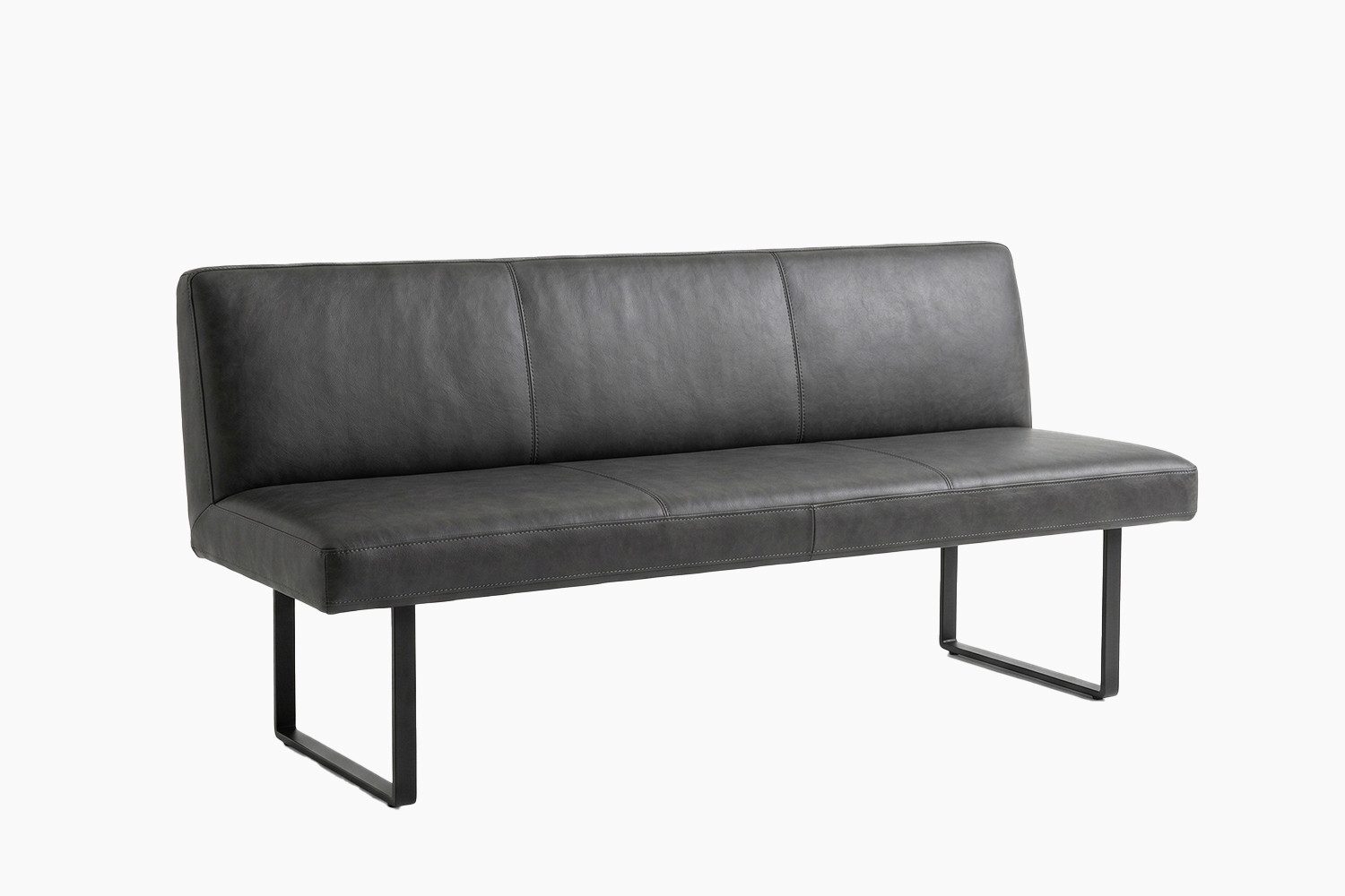 KAWOLA Sitzbank ELEEN Esszimmerbank Leder pigmentiert – modernes Design, 243 cm Breite, hoher Sitzkomfort, Metallgestell schwarz