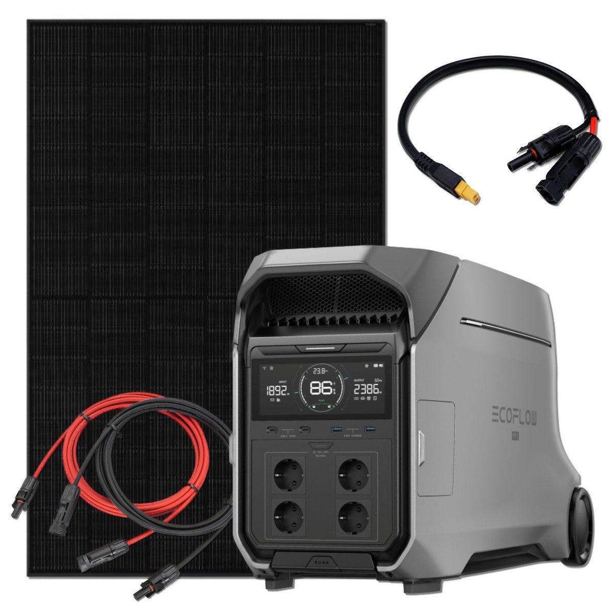 Ecoflow EcoFlow DELTA PRO 3 Powerstation Komplettset 440W Ja Solar Full Black Powerstation