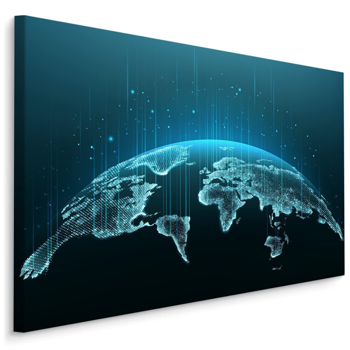 Muralo Leinwandbild Landkarten – Leinwandbild Wandbild Kunstdruck Wohnzimmer, Gebäude (1 St), Weltkarte – Kontinente – Ozeane, 90 x 60 cm, aufhängefertig